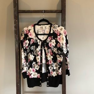 White House Black Market Floral Cardigan